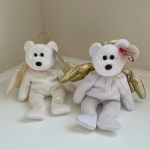 Ty Angel Bear Plush Pair with Gold Wings